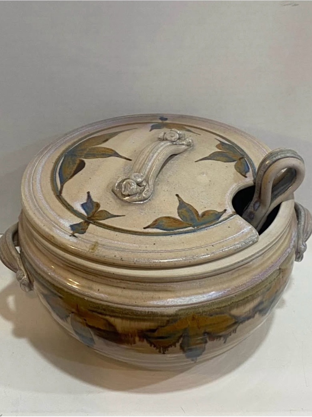 Stunning Vintage Randy Pearsall Signed Studio Pottery Soup Tureen with Lid & Lad